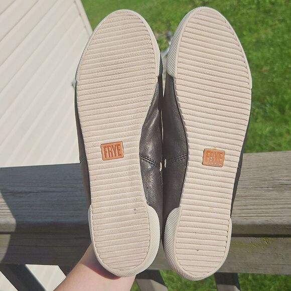 Frye Melanie Black Leather Slip-On Sneakers Size 9 - Picture 5 of 7